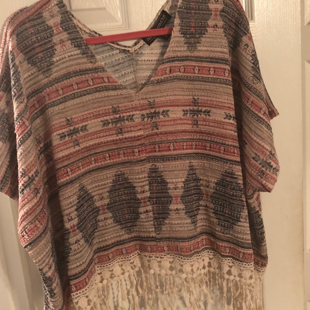 Almost Famous Aztec Boho Poncho